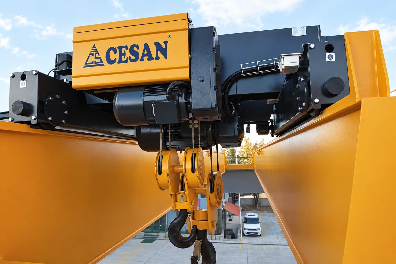 Cesan electric wire rope hoist installed on an overhead crane