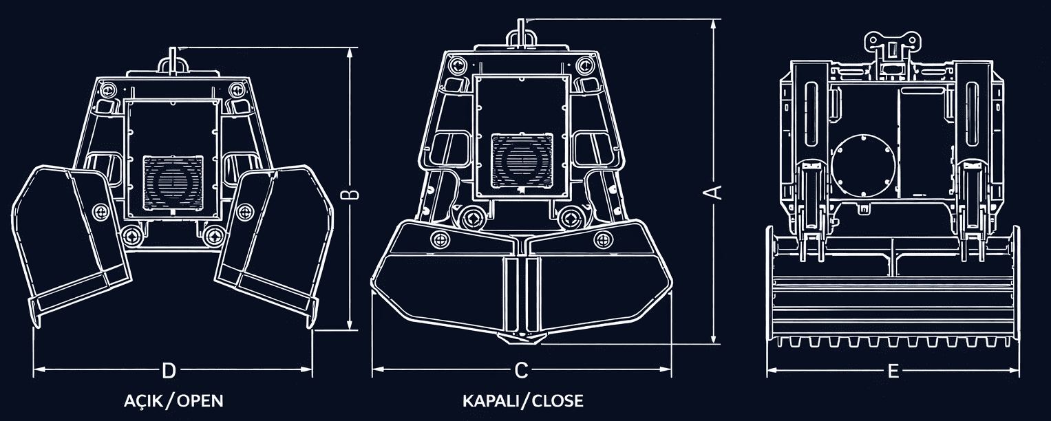 Dual Scoop Grab technical drawing