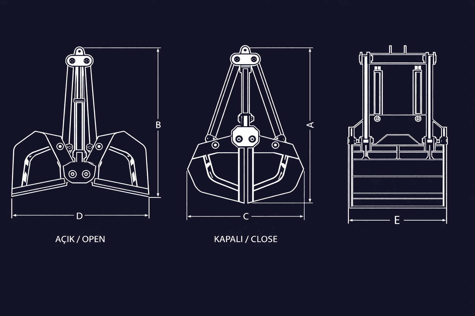 Electrohydraulic Clamshell technical drawing
